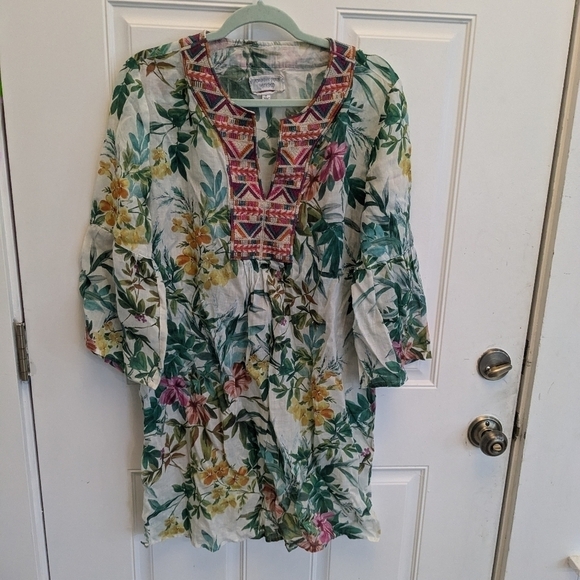 Johnny Was Tropical Print Dress Cover Up - Picture 2 of 6